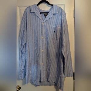 Polo by Ralph Lauren Men's Light Blue Striped Button Down Pajama Set NWT